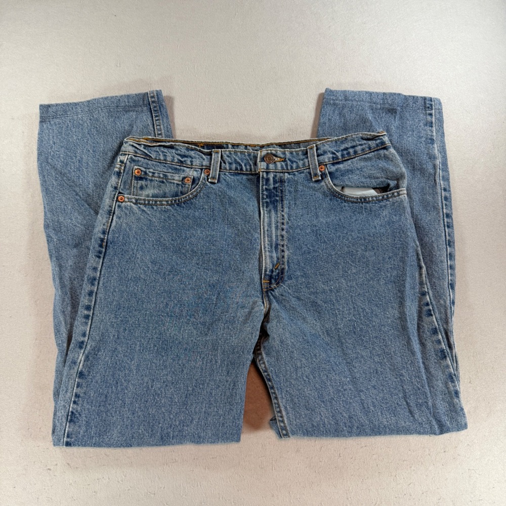 Levi's 555 Relaxed Fit Straight Leg Jeans Mens 36x32 Blue Vintage Made in USA